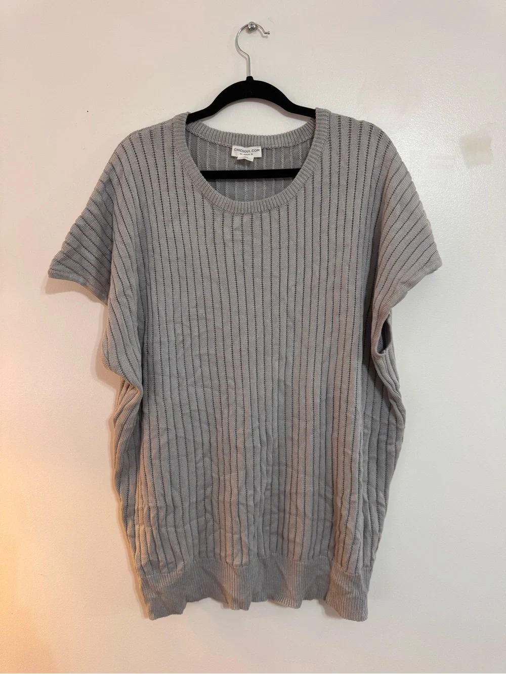 ChicSoul Ribbed Staple Sweater Top Gray 3X Never Worn